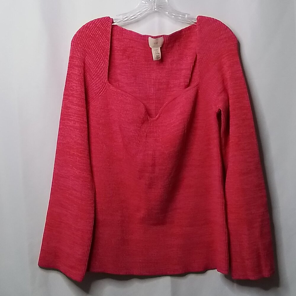 H&M CERISE MARI RIB-KNIT HOT PINK HEATHERED SWEATER SIZE XXL